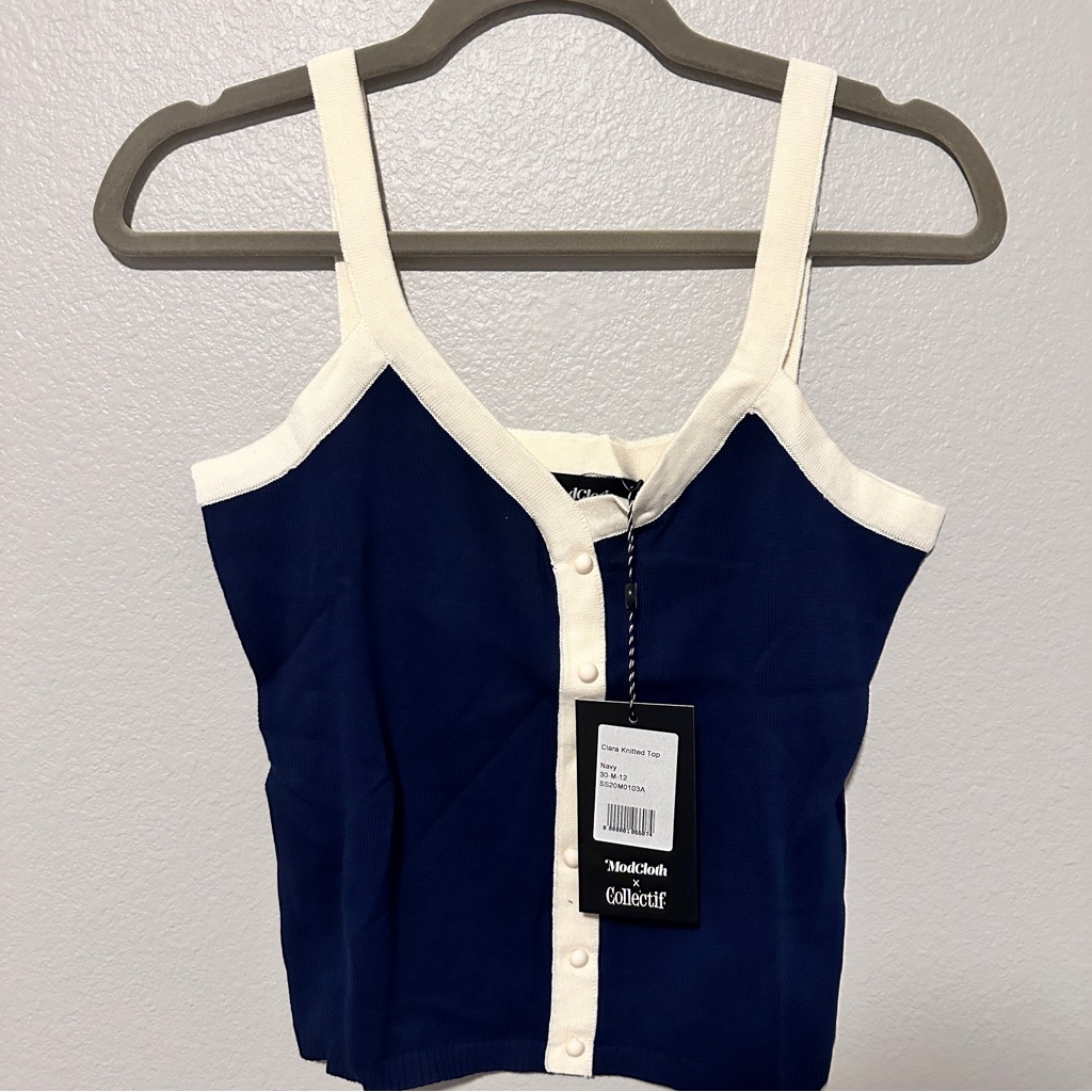 Collectif Navy And Cream Sweater Camisole